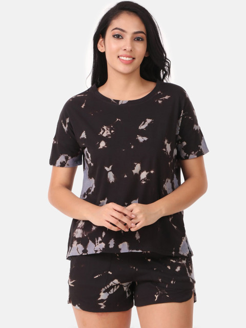 

Masha Women Multicoloured Printed Night suit, Black