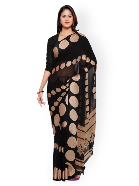 

Ligalz Black Printed Poly Georgette Saree