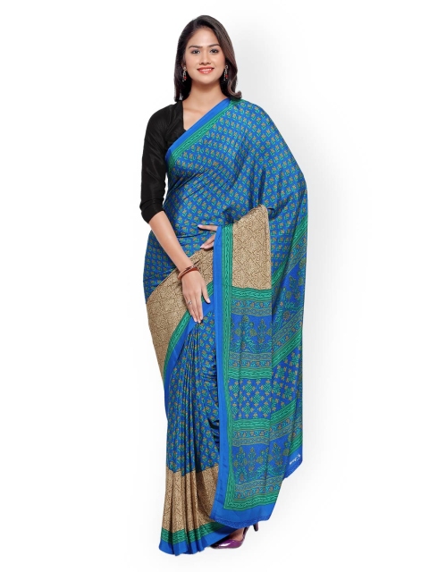 

Ligalz Blue & Green Poly Crepe Printed Saree