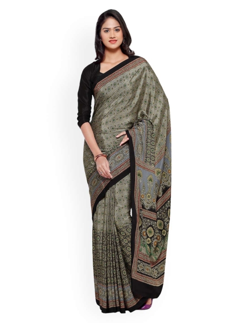 

Ligalz Green & Grey Poly Crepe Printed Saree