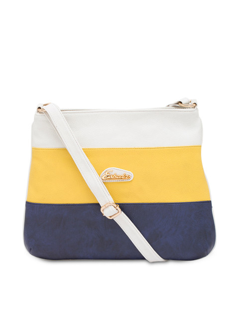 

ESBEDA White & Yellow Colourblocked Sling Bag