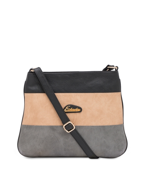 

ESBEDA Black & Beige Colourblocked Sling Bag