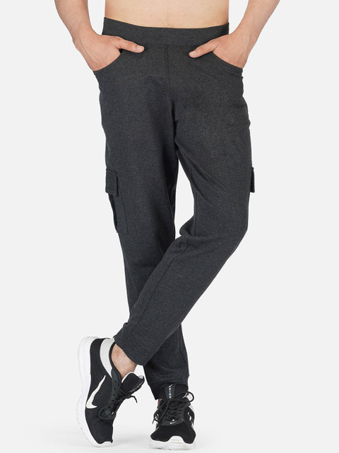 

IMPERATIVE Men Charcoal Solid Anti-Odour with Cargo Pockets Pure Cotton Joggers