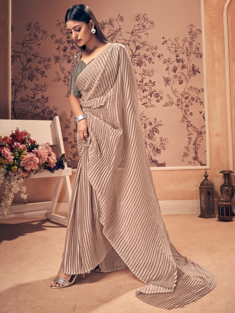 

HRITIKA Brown Silk Blend Saree