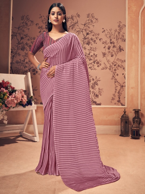 

HRITIKA Purple Silk Blend Saree