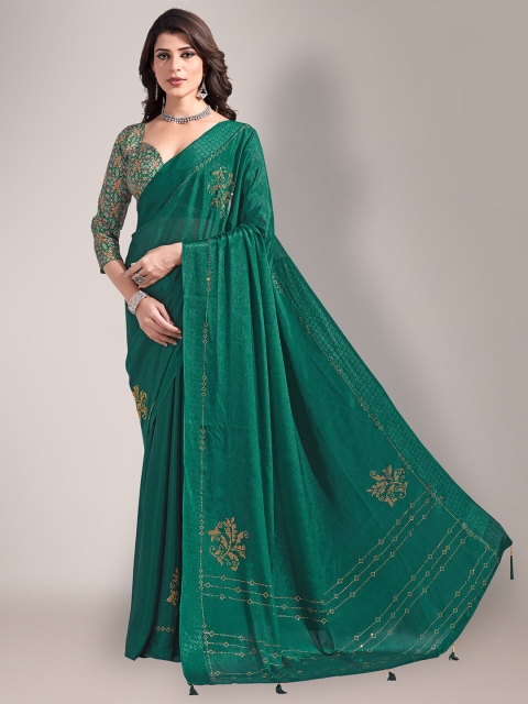 

HRITIKA Green & Gold-Toned Embellished Saree