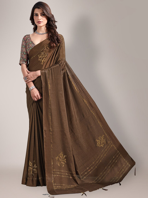 

HRITIKA Brown Embellished Saree