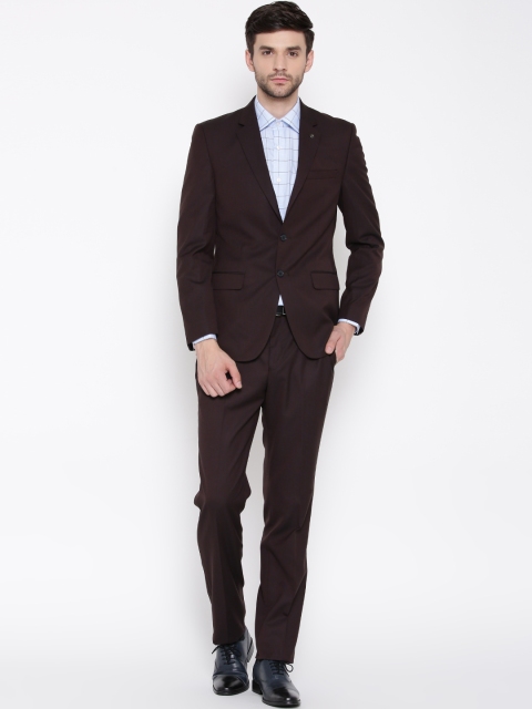 

Raymond Men Maroon Single-Breasted Tailored Fit Formal Suit, Brown