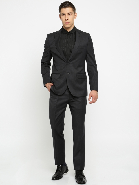 Raymond Blue Striped Contemporary Fit Single-Breasted Formal Suit