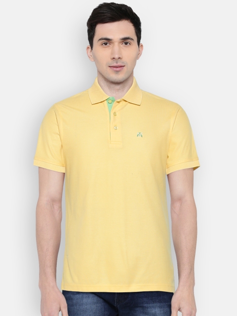 

Raymond Men Yellow Solid Polo Pure Cotton T-shirt