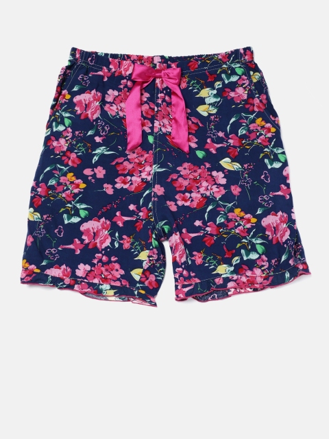 

Kanvin Girls Navy Blue Printed Regular Fit Regular Shorts