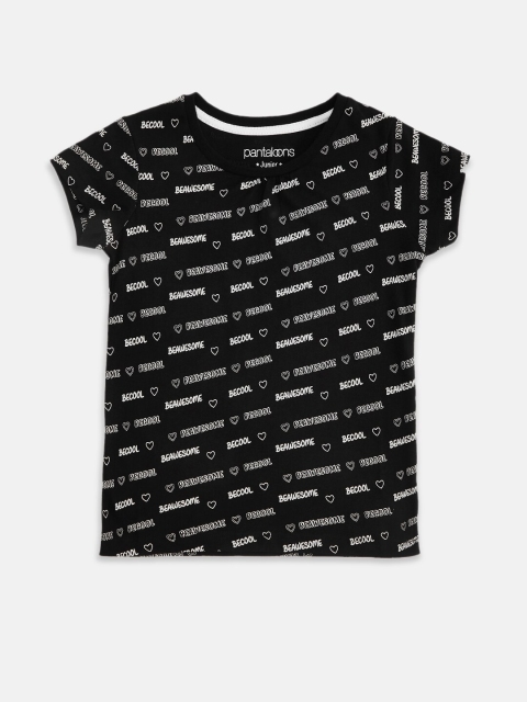 

Pantaloons Junior Girls Black Printed T-shirt