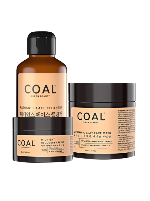 

COAL CLEAN BEAUTY Set Of 3 Face Cleanser, Vitamin C Mask & Night Cream 150ml, Na