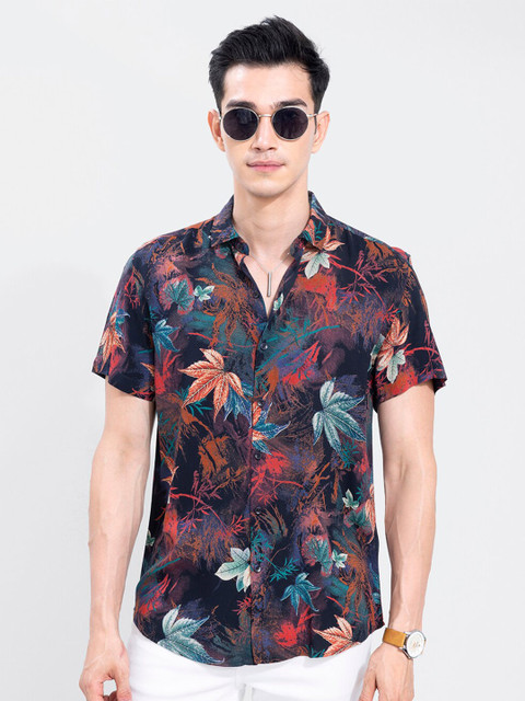 

Snitch Men Red Slim Fit Floral Printed Casual Shirt
