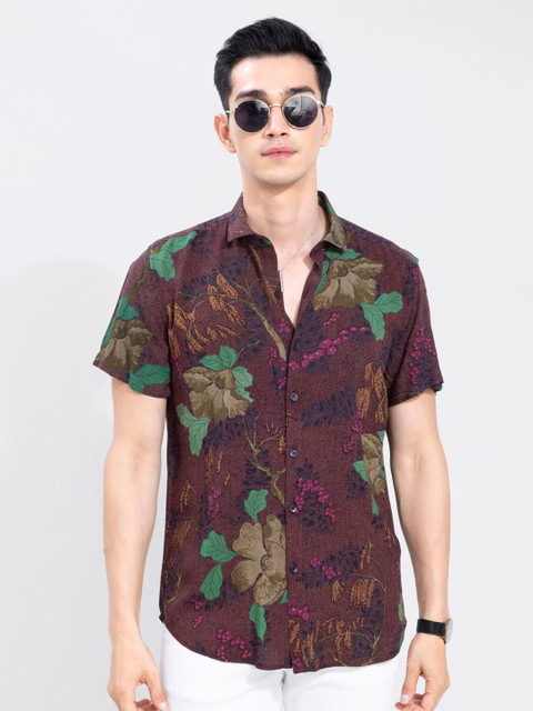 

Snitch Men Brown Slim Fit Printed Casual Shirt