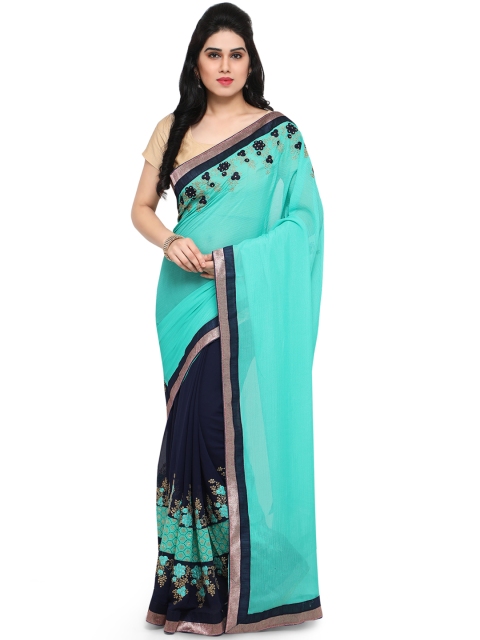 

Sareegama Sea Green & Navy Georgette Embroidered Saree