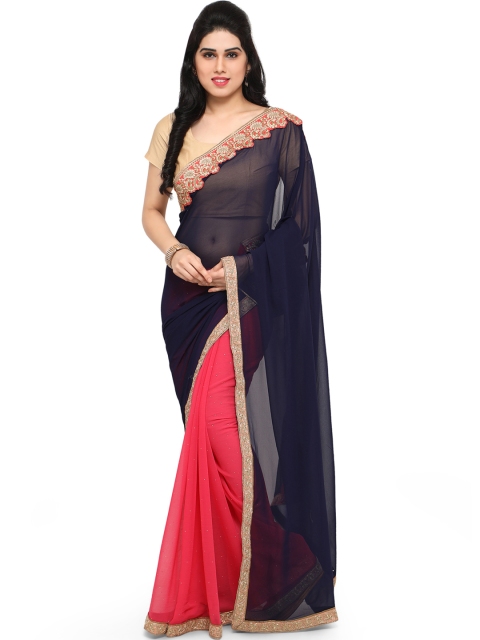 

Sareegama Blue & Pink Georgette Saree