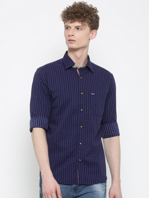 

Park Avenue Men Blue Slim Fit Self-Design Casual Shirt