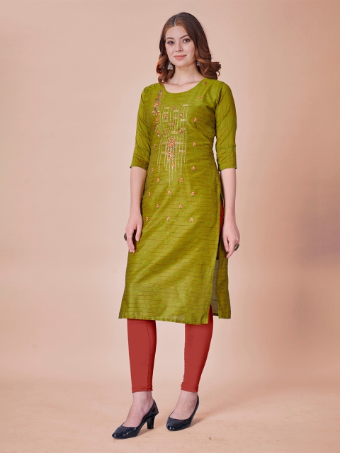 

Fashion FRICKS Women Green Floral Embroidered Kurta