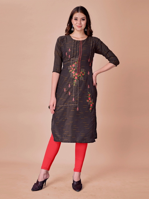 

Fashion FRICKS Women Brown & Pink Floral Printed Floral Kurta