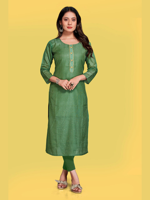 

Fashion FRICKS Women Green Embroidered Kurta