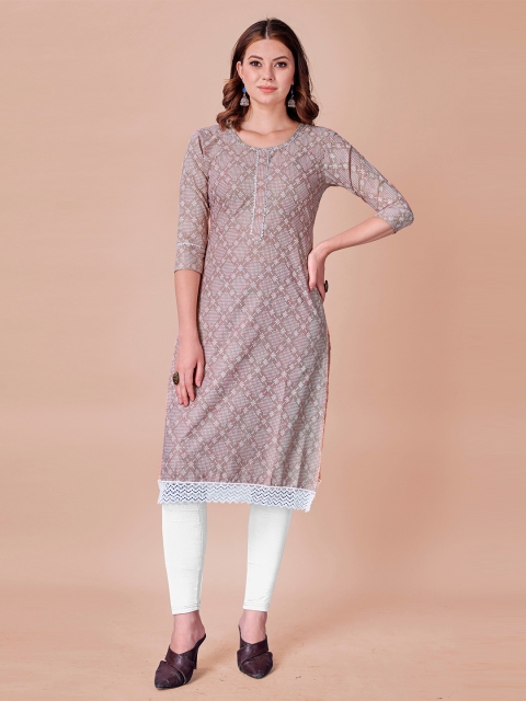 

Fashion FRICKS Women Mauve Geometric Printed Gotta Patti Kurta