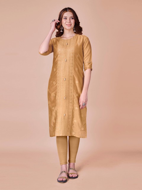 

Fashion FRICKS Women Gold-Toned Kurta