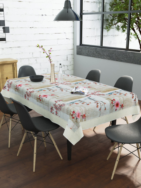

Clasiko Red & Beige Floral Printed 6-Seater PVC Table Cover