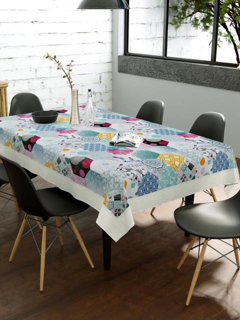 

Clasiko Blue & White Printed 6-Seater Rectangle Table Cover, Multi