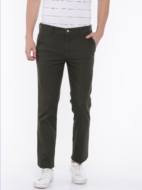 

Park Avenue Men Green Tapered Fit Self-Design Chinos