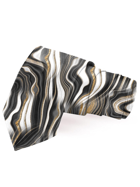 

Blacksmith Men Black & White Printed Broad Tie
