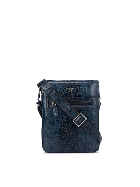 

Da Milano Men Blue Textured Messenger Bag