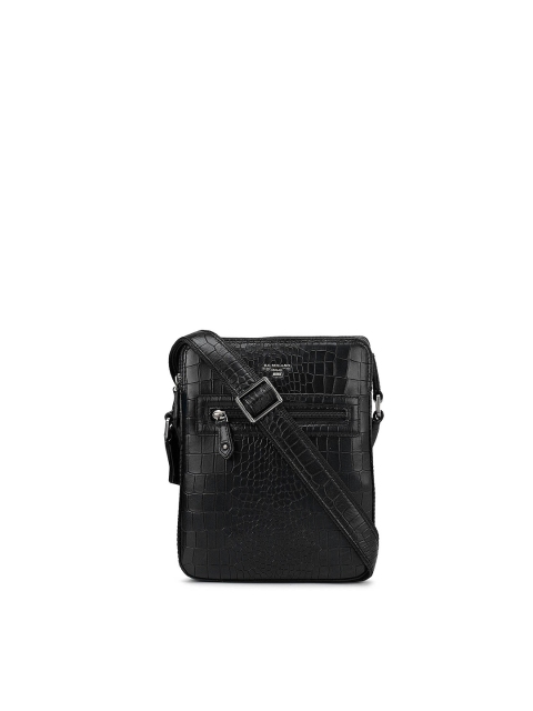 

Da Milano Men Black Textured Messenger Bag