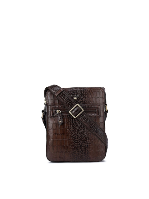 

Da Milano Men Brown Textured Messenger Bag