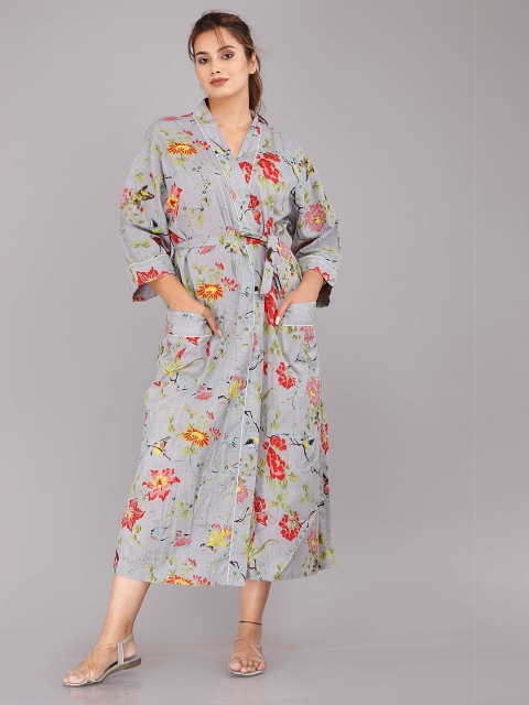 

SHOOLIN Grey Printed Maxi Nightdress