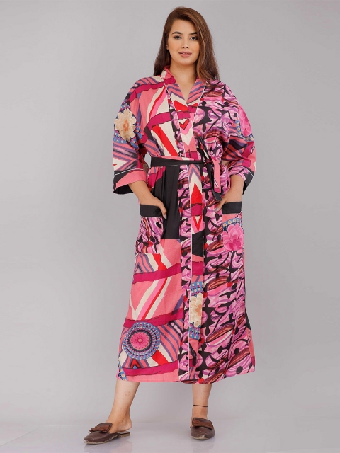 

SHOOLIN Pink Printed Maxi Nightdress