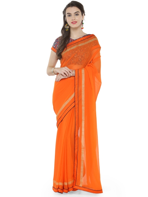 

Kvsfab Orange Georgette Saree