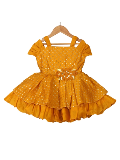 

Enfance Girls Yellow Floral Fit & Flare Dress