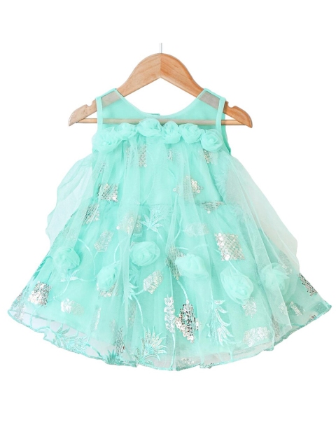 

Enfance Sea Green Floral Net A-Line Dress