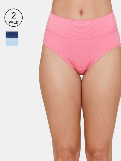 

Zivame Women Pack Of 2 Blue & Pink Solid Hipster Briefs-ZI2684FASHZBRWN