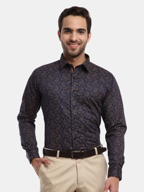 

V-Mart Men Navy Blue Classic Printed Formal Shirt