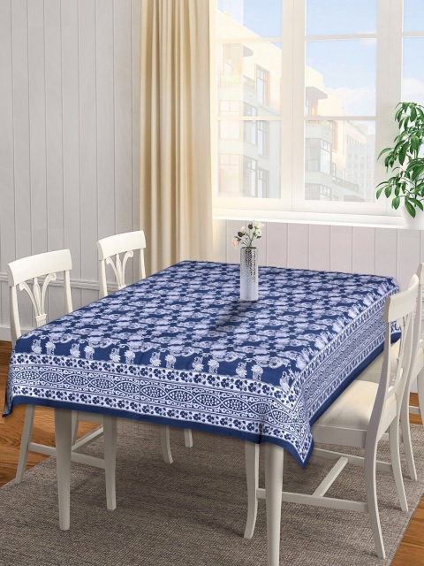 

INDHOME LIFE Blue & White Floral Printed 6 Seater Cotton Table Covers