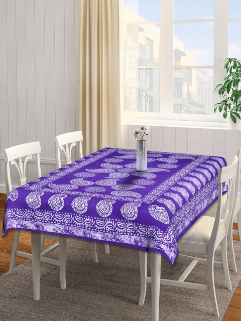 

INDHOME LIFE Blue & White Floral Printed 144 TC Pure Cotton 6 Seater Table Covers