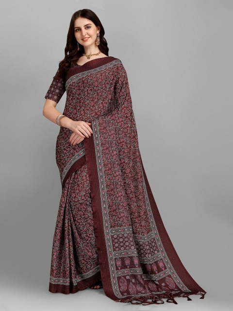 

Ethnic Yard Maroon & Pink Ethnic Motifs Silk Blend Saree