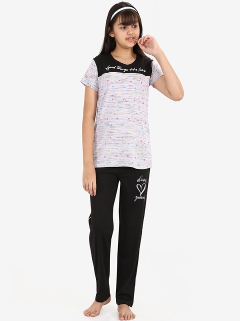 

Charak Girls Purple & Black Printed Night suit