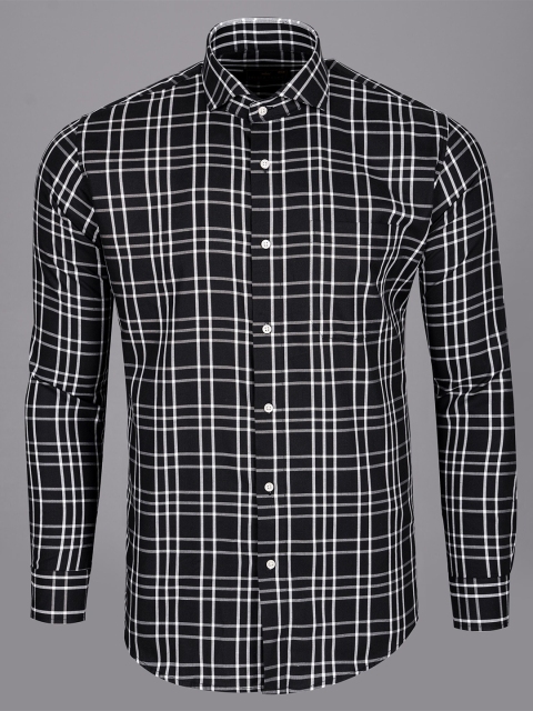 

FRENCH CROWN Men Black Checked Formal Shirt