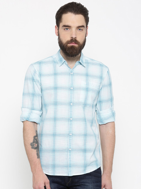 

Lee Men Blue & White Slim Fit Checked Casual Shirt