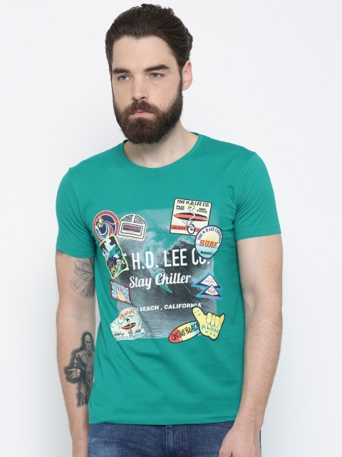

Lee Men Green Printed Round Neck T-shirt