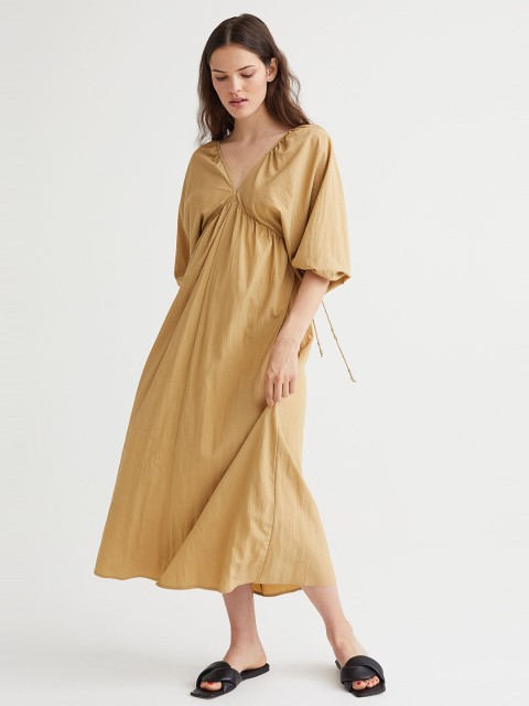 

H&M Women Beige Open-Backed Dress