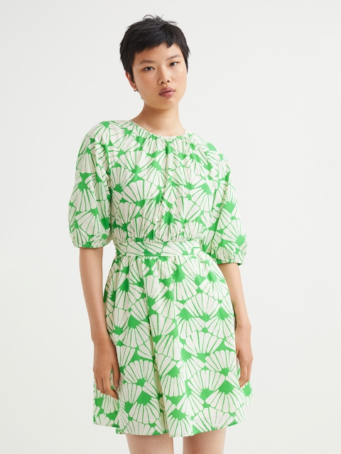 

H&M Women Green Tie-back Dress